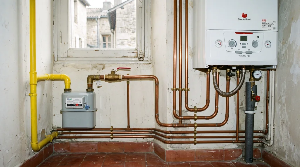 Installation intérieure de gaz — compteur, chaudière et raccordements — Gaz à Sète